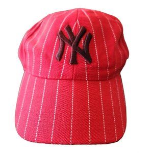 New York Yankees Pin Stripe Men's Adjustable Hook & Loop Hat White Red